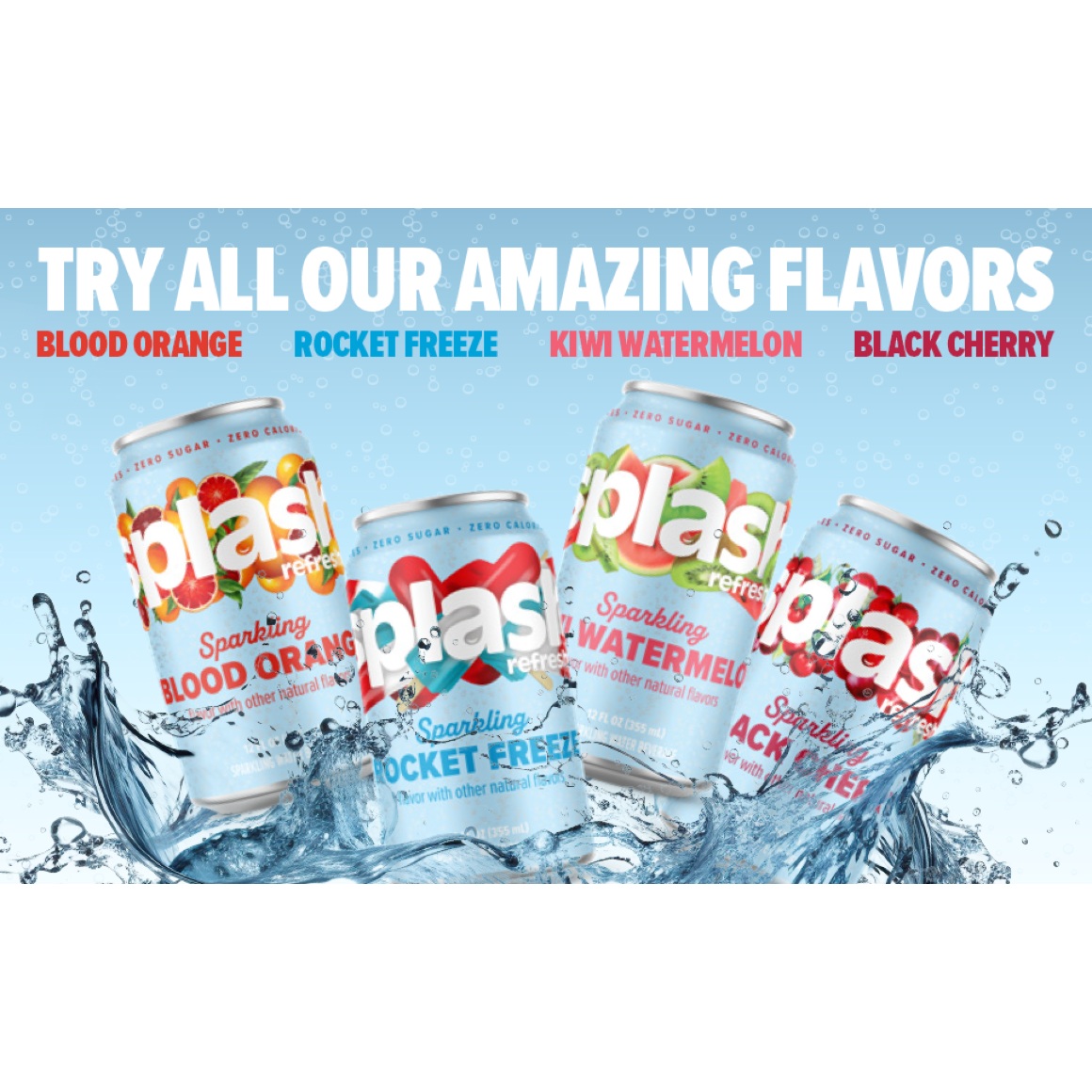 Splash Refresher Rocket Freeze Flavored Sparkling Water 12oz Cans