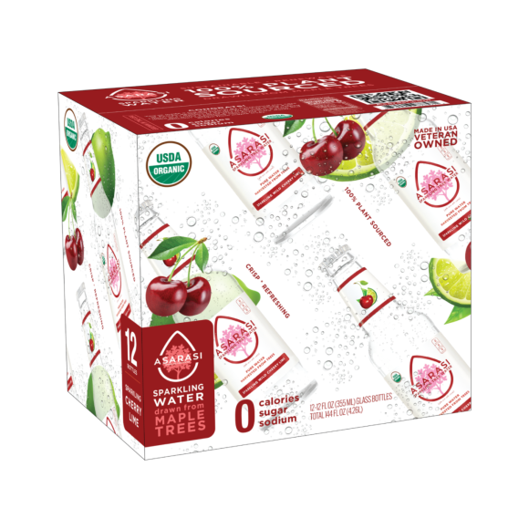 Asarasi Organic Sparkling Tree Water Wild Cherry Lime Flavor 12
