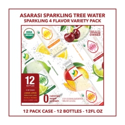 Asarasi® Organic Sparkling Tree Water Variety Pack 12 oz Glass Bottle (12 Pack)