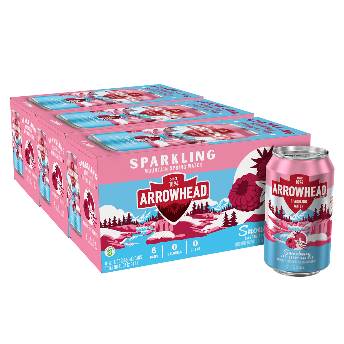 Arrowhead Sparkling Raspberry Vanilla 12oz Aluminum Cans (24 Pack