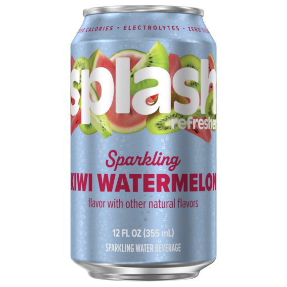 Splash Refresher™ Kiwi Watermelon Flavored Sparkling Water - Aluminum Can 12oz (24 Pack)