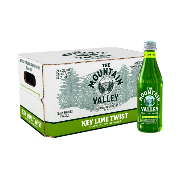 Mountain Valley Sparkling Water Key Lime Twist 333 ml Bottle (24 Pack)