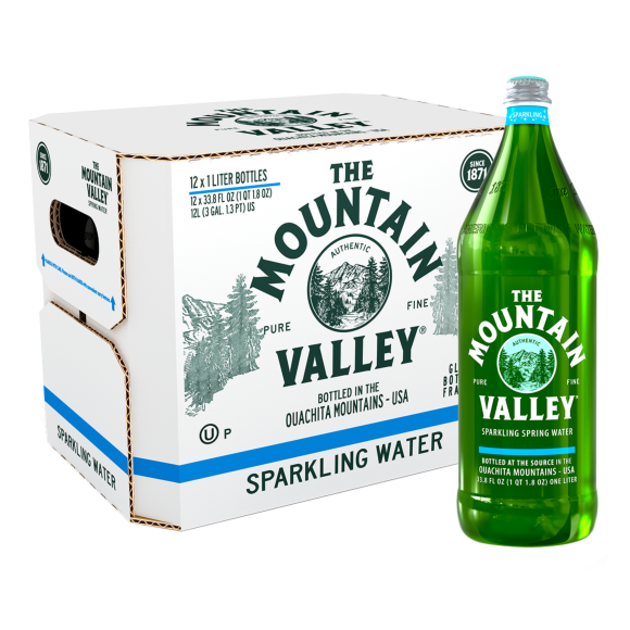 Mountain Valley Sparkling Water 1 Liter (33.8 oz.) Bottle (12 Pack)