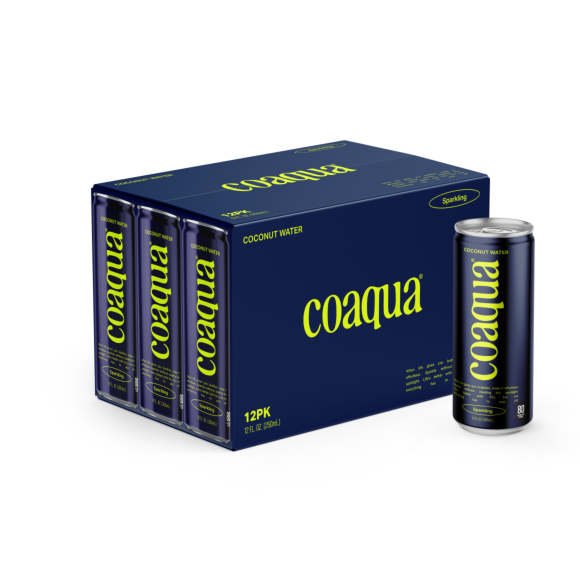 Coaqua Sparkling Coconut Water, 12 oz, Can, Pack of 12