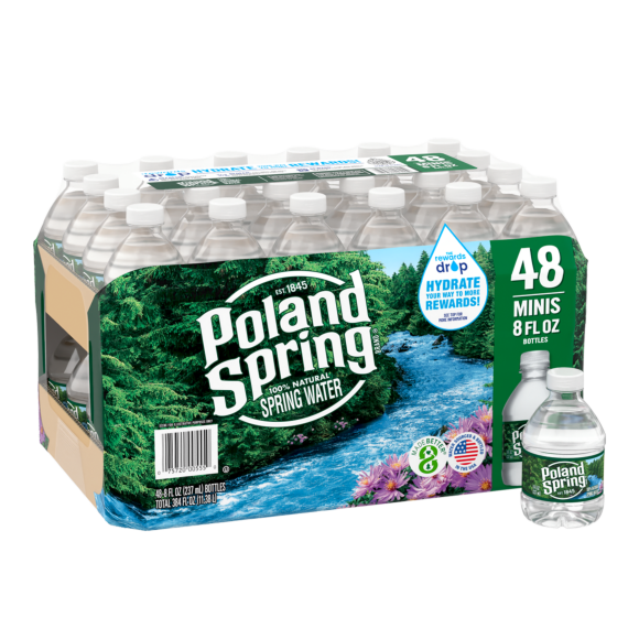 Poland Spring Brand 100% Natural Spring Water, 16.9 oz Plastic Bottles  (Pack of 24)