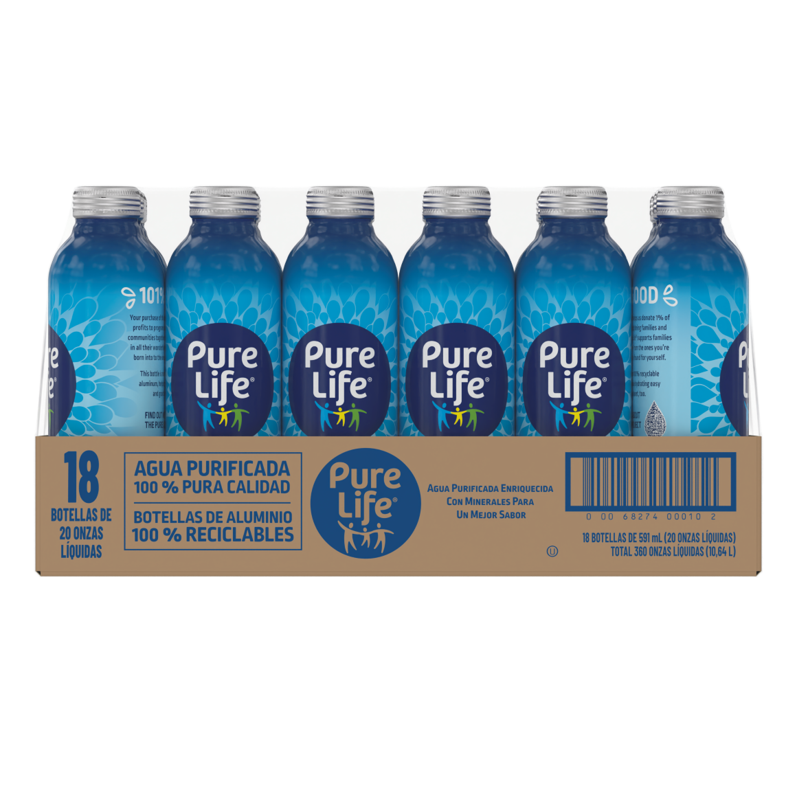 Pure Life® Purified Water Aluminum Bottle 20oz (18 Pack
