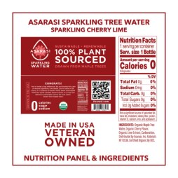 Asarasi® Organic Sparkling Wild Cherry Lime Tree Water 12 oz Glass Bottle (12 Pack)