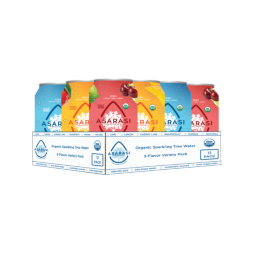 asarasi organic sparkling tree water flavor variety pack 12 count 12 ounce cans