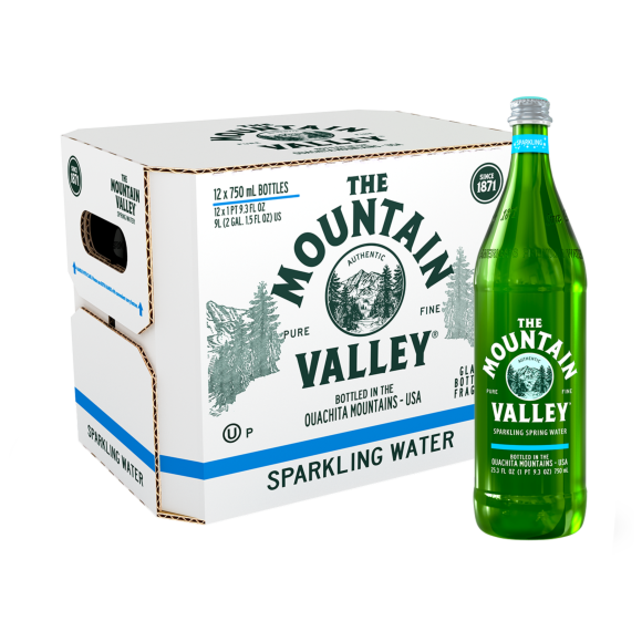Mountain Valley Sparkling Water 750 ml (25.3 oz.) Glass Bottle (12 Pack)