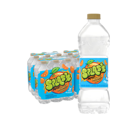 Splash Blast, Flavored Water Beverage, Mandarin Orange Flavor, 16.9 FL OZ Plastic Bottles (24 Count)