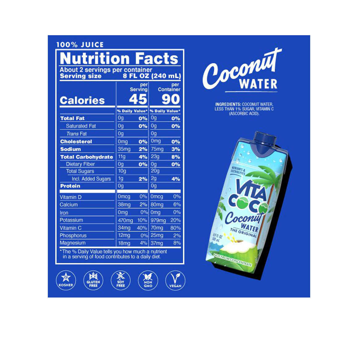 nutrition facts and label of vita coco coconut water Image7