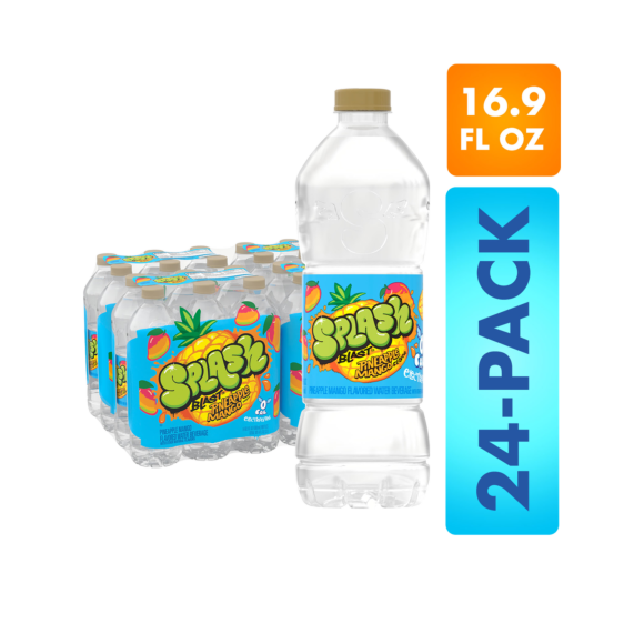 Splash Blast, Flavored Water Beverage, Pineapple Mango Flavor, 16.9 FL OZ Plastic Bottles (24 Count) Image1