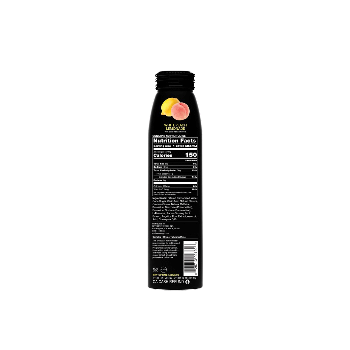 Uptime White Peach Lemonade Energy Drink 12 Oz 12 Pack Readyrefresh