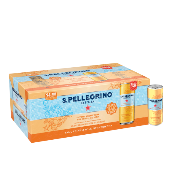 11 ounce can - s.pellegrino essenza tangerine & wild strawberry sparkling natural mineral water - slim cans Image1