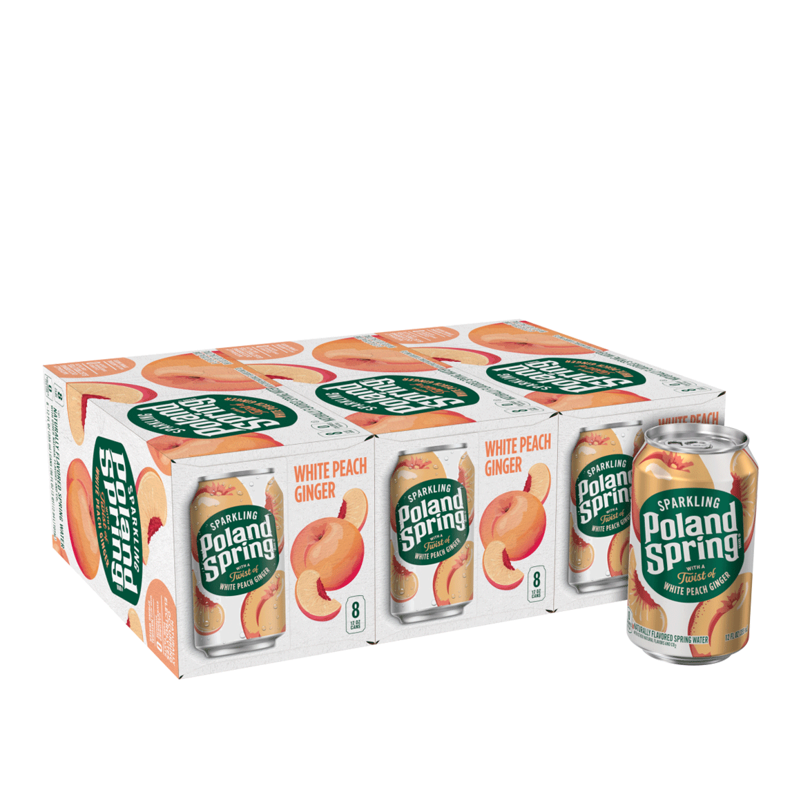 Poland Spring Peach Ginger Sparkling Water 12 Oz Cans 24 Pack Readyrefresh