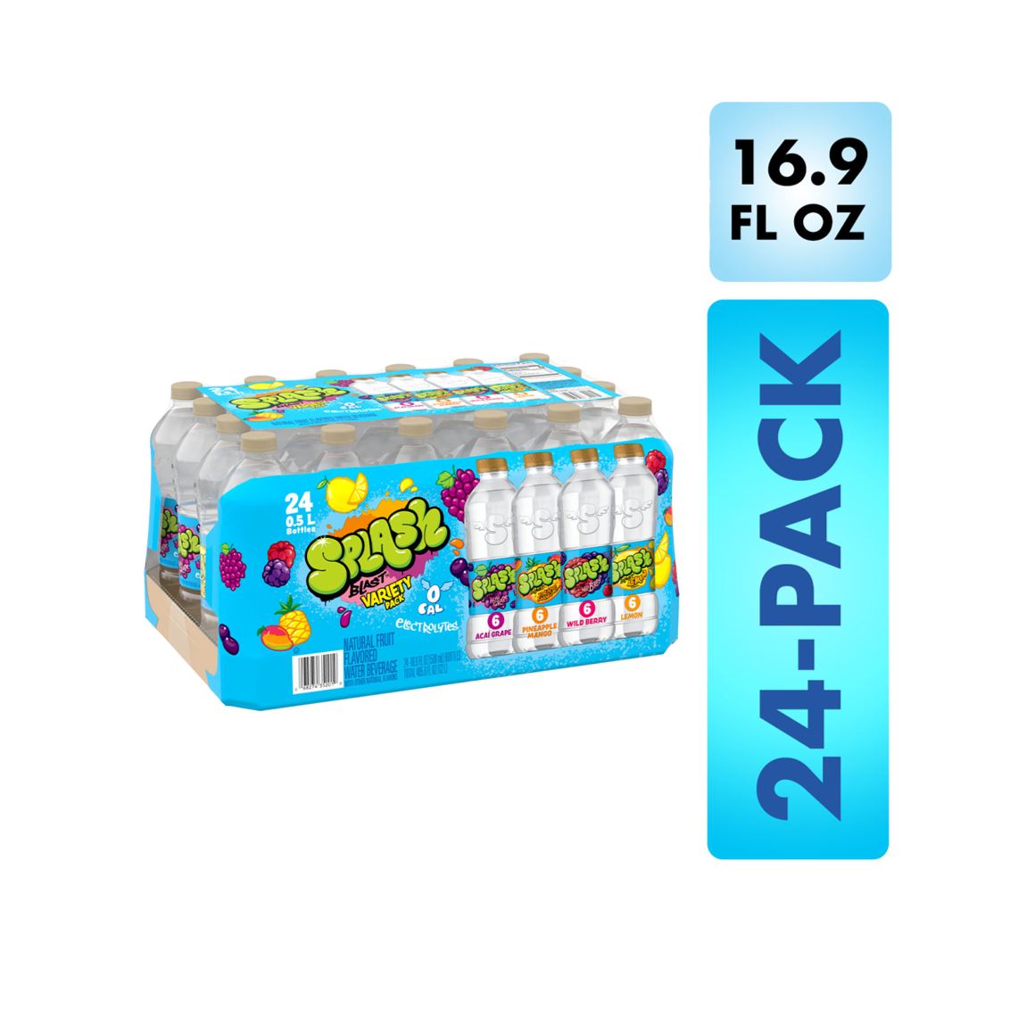 Splash Blast™ Variety Flavored Water Beverage 16.9 Fl Oz Plastic Bottles (24 Pack) Image1