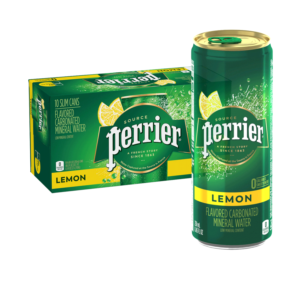 Perrier® Lemon Sparkling Carbonated Water | 8 oz Cans 10 ...
