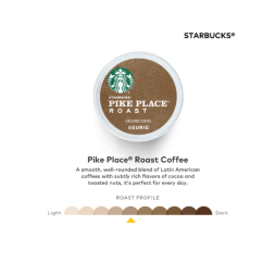 starbucks k cup pike place coffee pod, roast profile medium