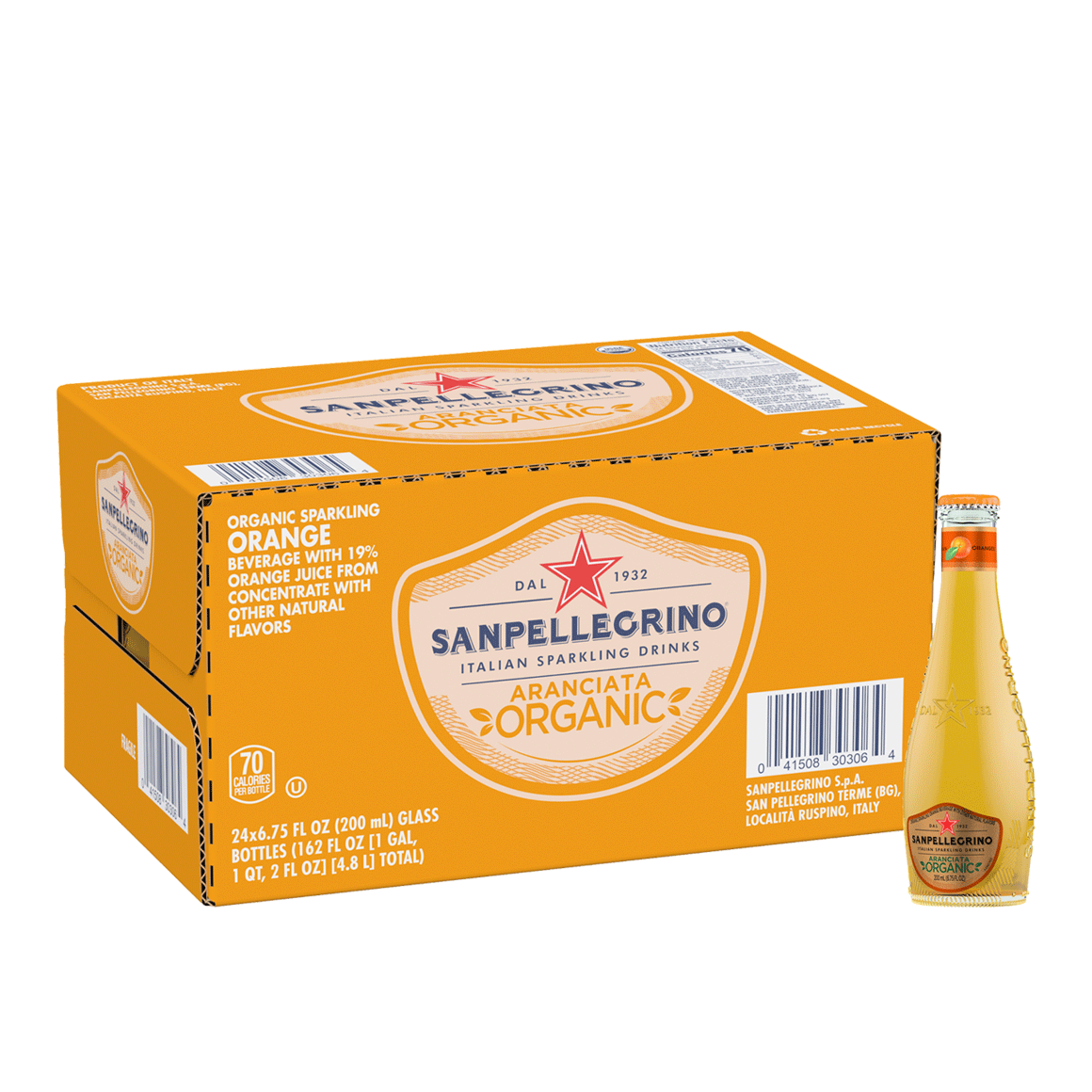 Sanpellegrino® Aranciata Organic Sparkling Beverage with Orange Juice - Glass