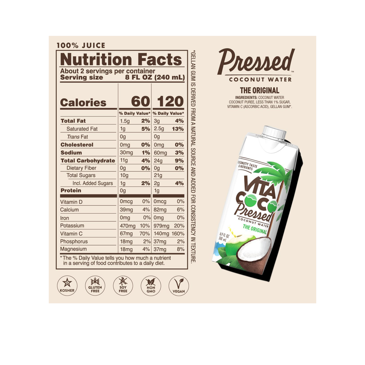 nutrition facts and label of vita coco pressed coconut water Image7