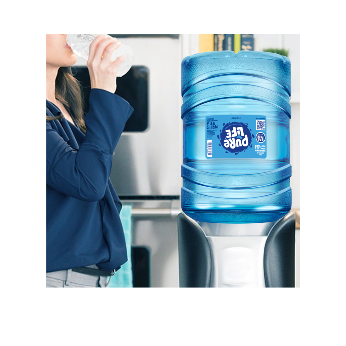 woman using pure life 5 gallon water dispenser Image4