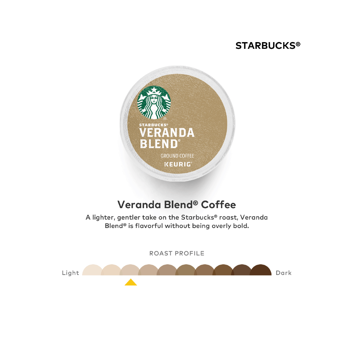 starbucks k cup veranda blend coffee pod, roast profile light Image1