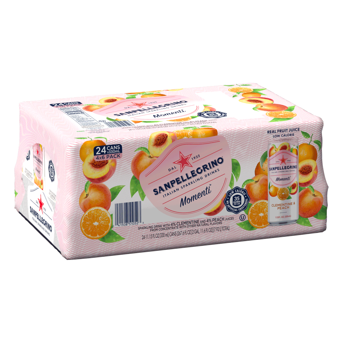 Sanpellegrino® Momenti Clementine & Peach Italian Sparkling Drinks - Slim Cans Image1