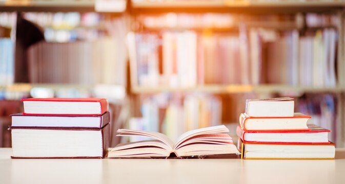 open book in school library