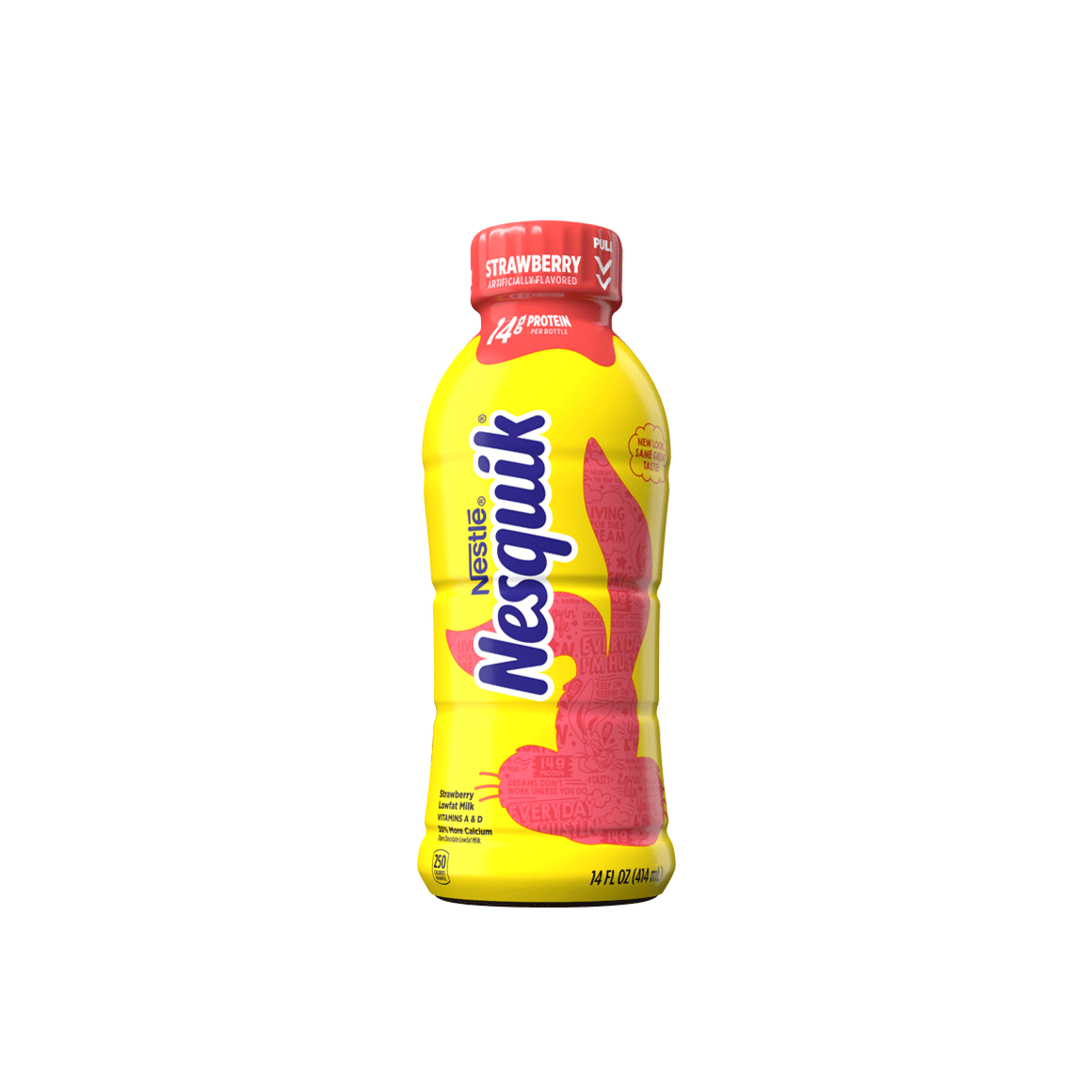 12 pack of 14 oz bottles of nesquik strawberry milk