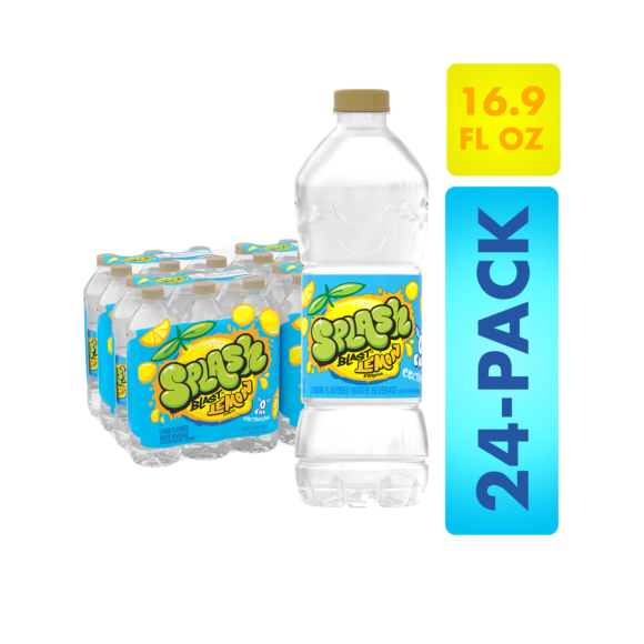 Splash Blast, Flavored Water Beverage, Lemon Flavor, 16.9 FL OZ Plastic Bottles (24 Count) Image1