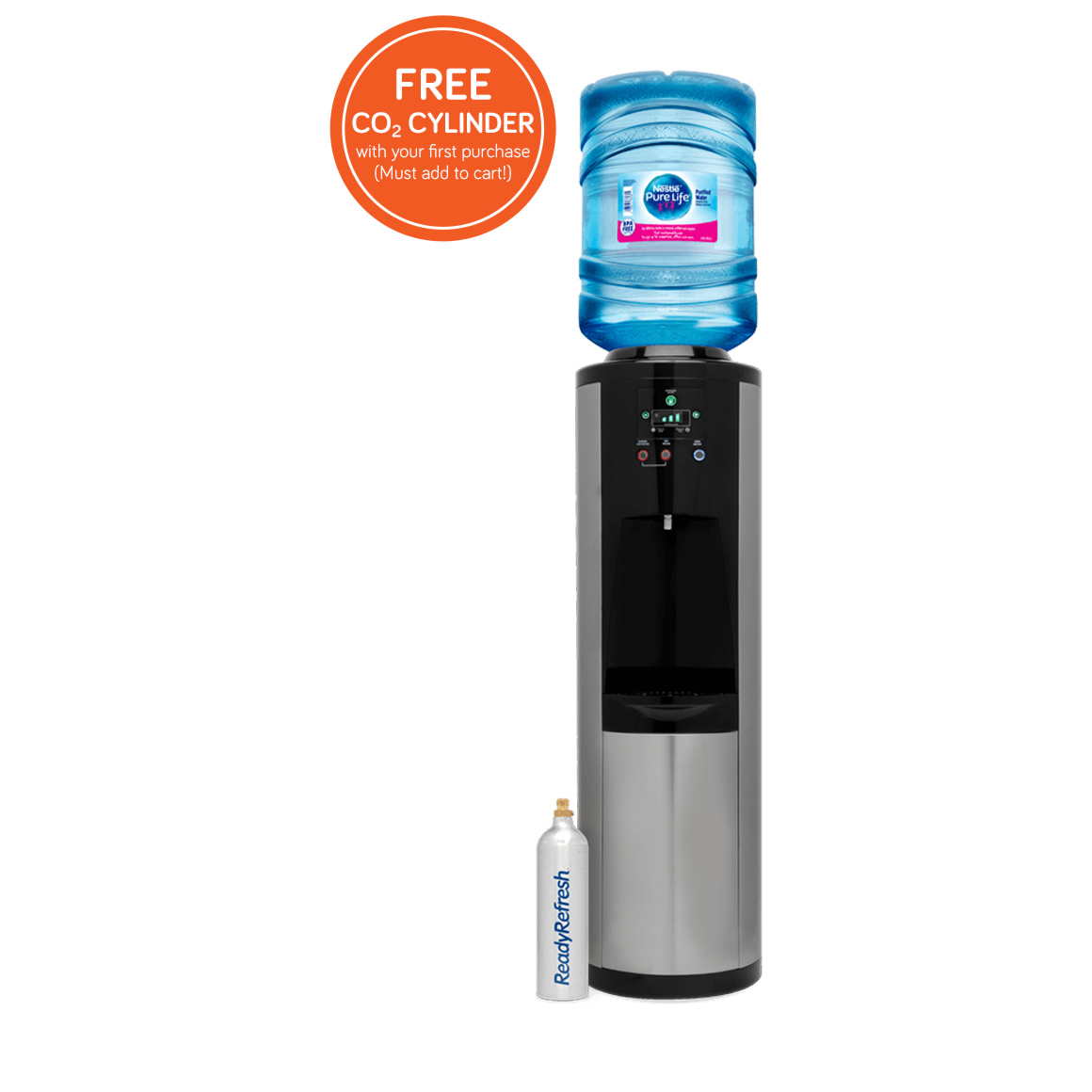 The Allure Series™ Hot, Cold and SPARKLING Water Dispenser in Stainless Steel