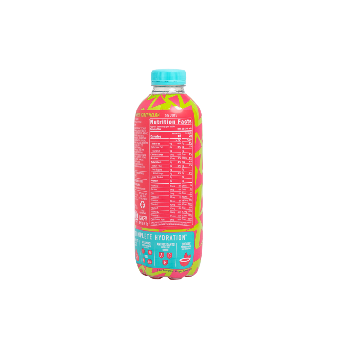 nutrition facts from a bottle of roar organic cucumber watermelon Image4