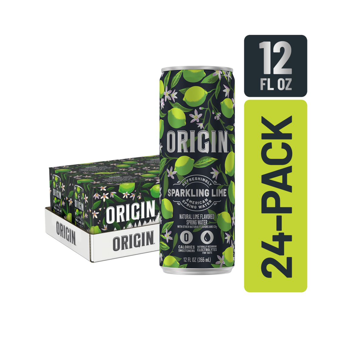 ORIGIN™ Lime Flavor Sparkling Water 12 Fl Oz Aluminum Cans (24 Pack)