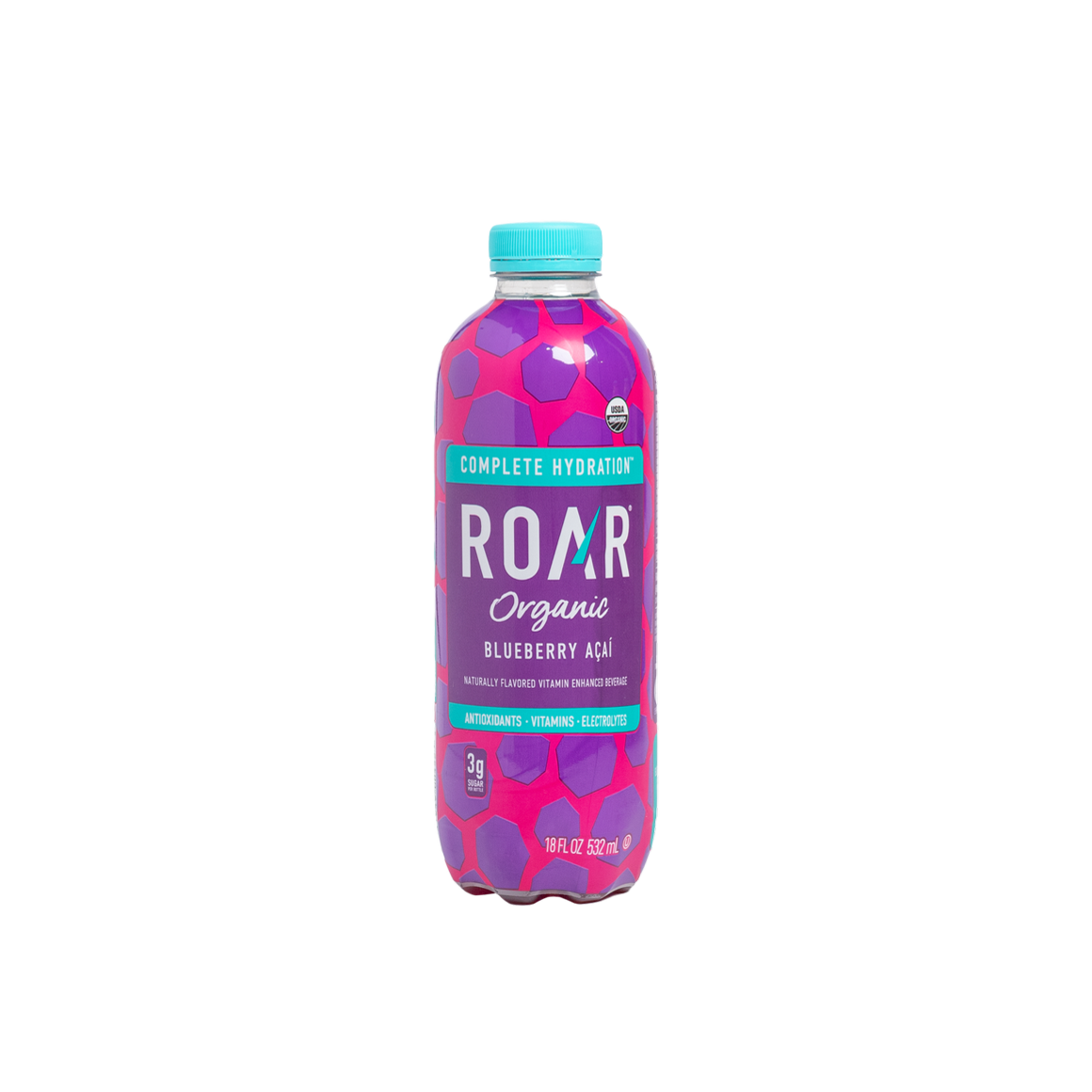 bottle of roar organic blueberry acai drink Image1