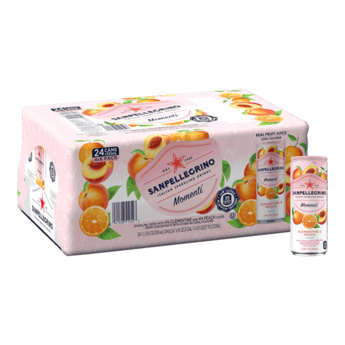 Sanpellegrino® Momenti Clementine & Peach Italian Sparkling Drinks - Slim Cans