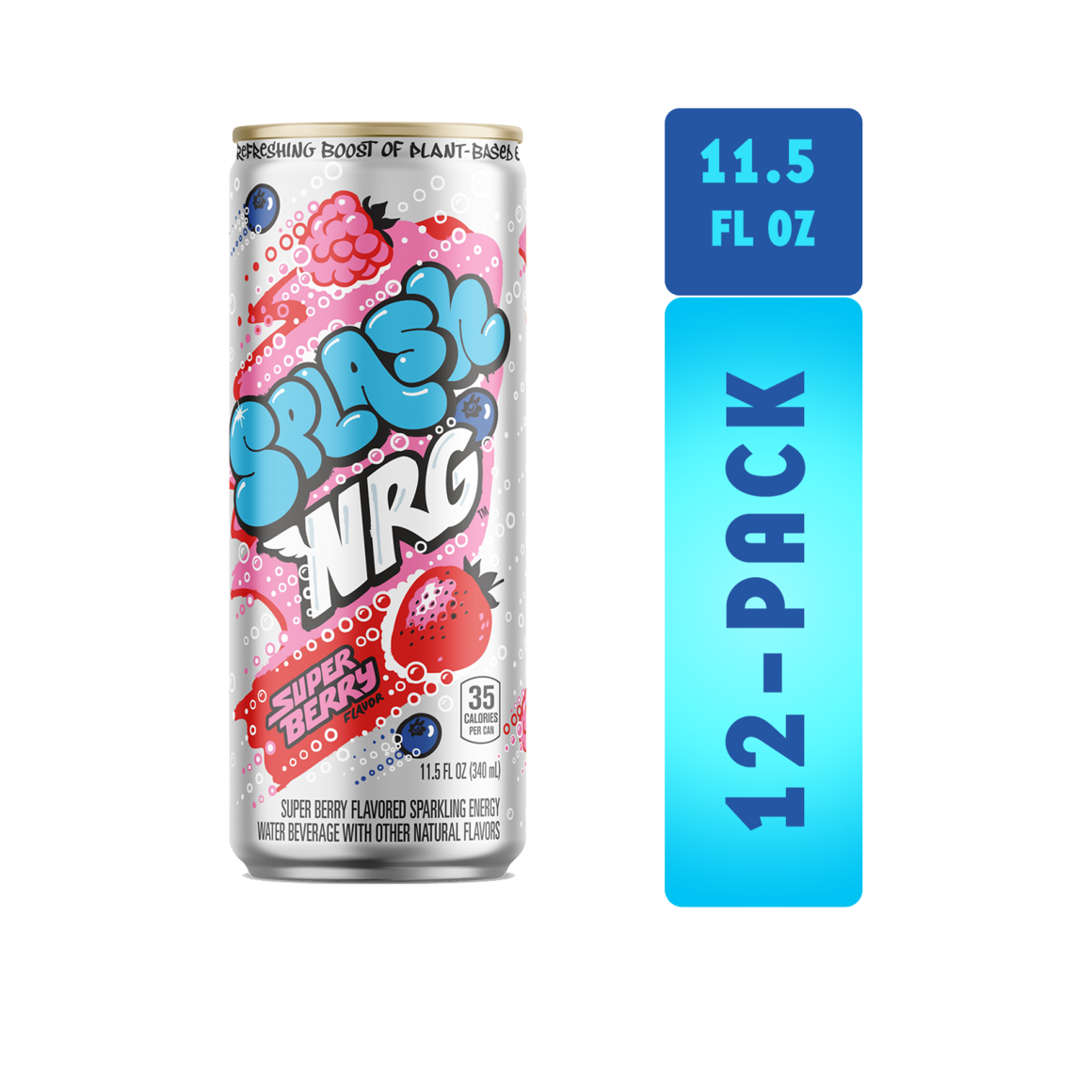 Splash NRG™ Super Berry Flavored Sparkling Energy Water Beverage 11.5 Fl Oz Sleek Can (12 Pack) Image1