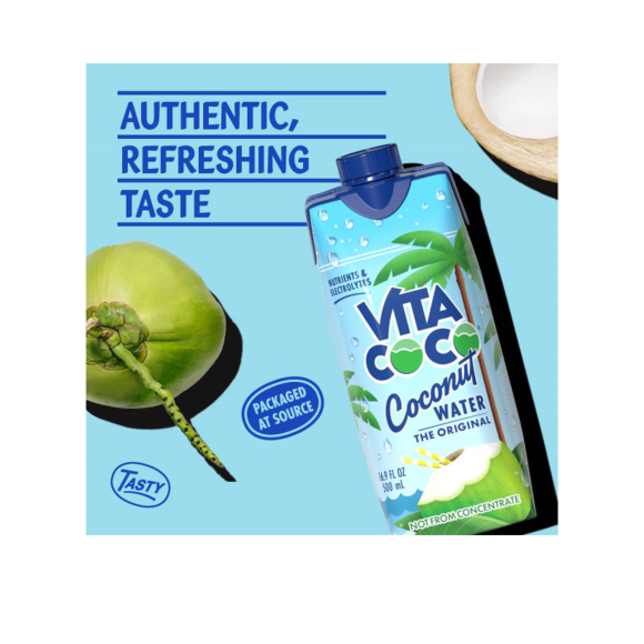 authentic refreshing taste vita coco coconut water with halved and whole coconuts Image2