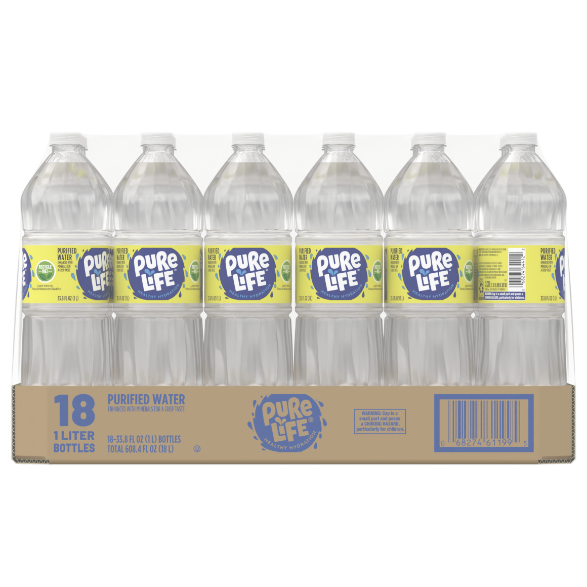 Pure Life Purified Water, 33.8 Fl Oz, Plastic Bottled Water (18 Pack) Image1