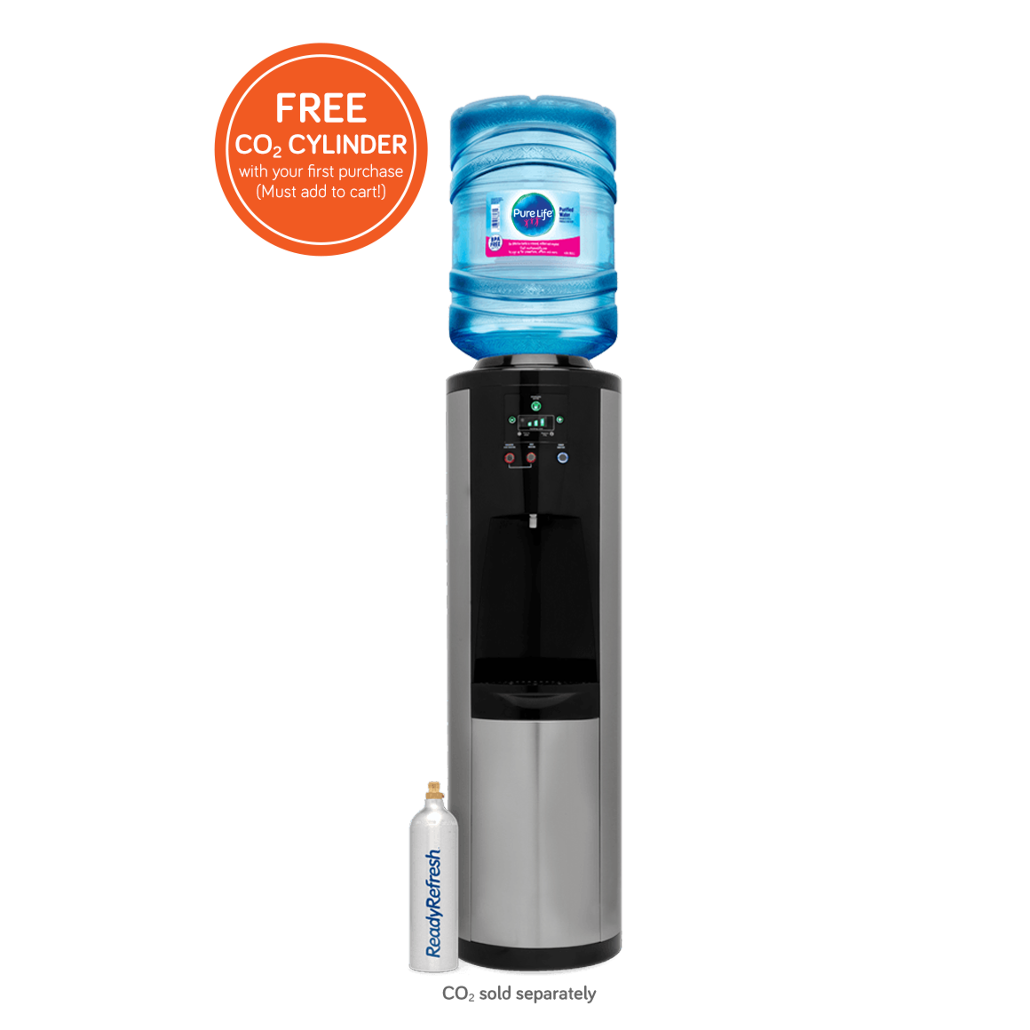 The Allure Series™ Hot, Cold and SPARKLING Water Dispenser in Stainless Steel