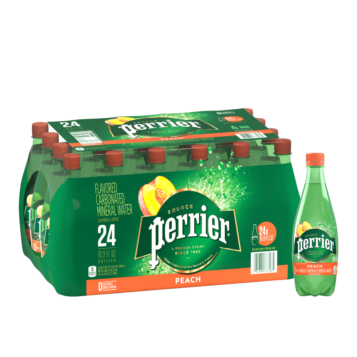 Perrier® Peach Flavored Carbonated Mineral Water - Plastic