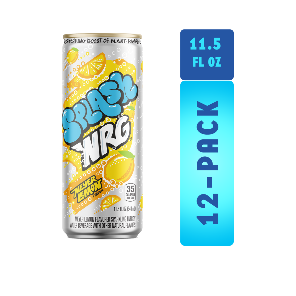 Splash NRG™ Meyer Lemon Flavored Sparkling Energy Water Beverage 11.5 Fl Oz Sleek Can (12 Pack) Image1