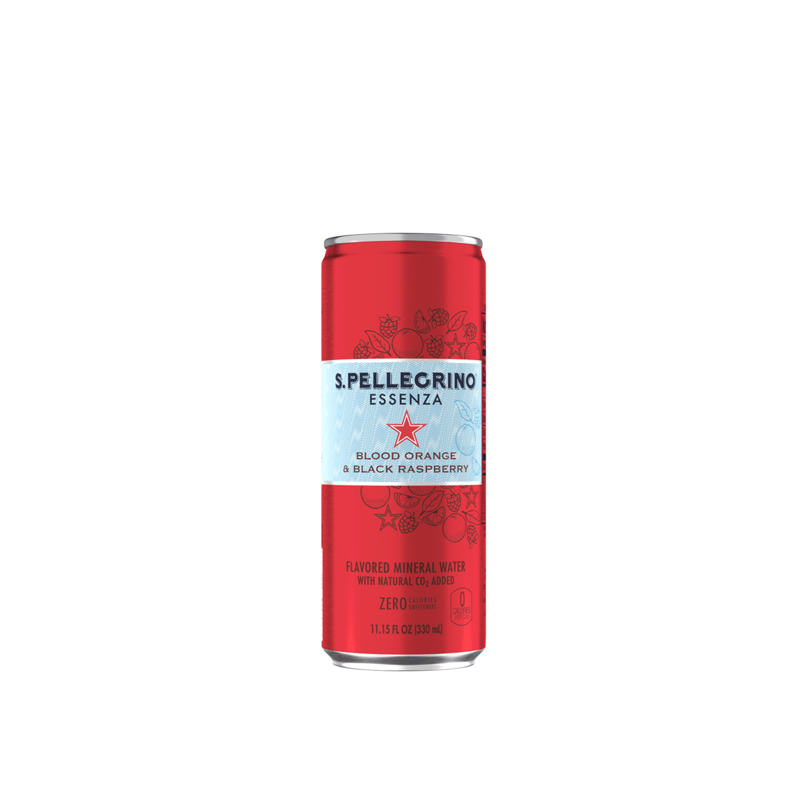 S.Pellegrino Essenza Blood Orange & Black Raspberry Sparkling Water  330 ml Cans 24-Pack