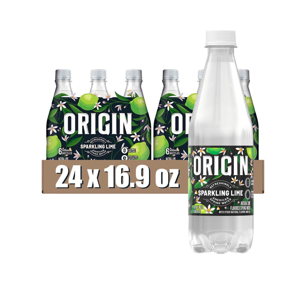 ORIGIN™ Sparkling Water Lime Flavor 16.9 Fl Oz Recycled Plastic Bottle (24 Pack)