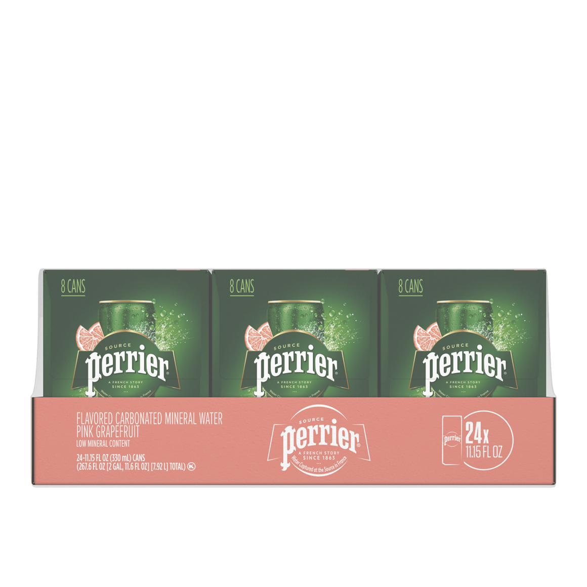 Perrier® Grapefruit Flavored Sparkling Water 11.15 Fl Oz Sleek Cans (24 Pack)