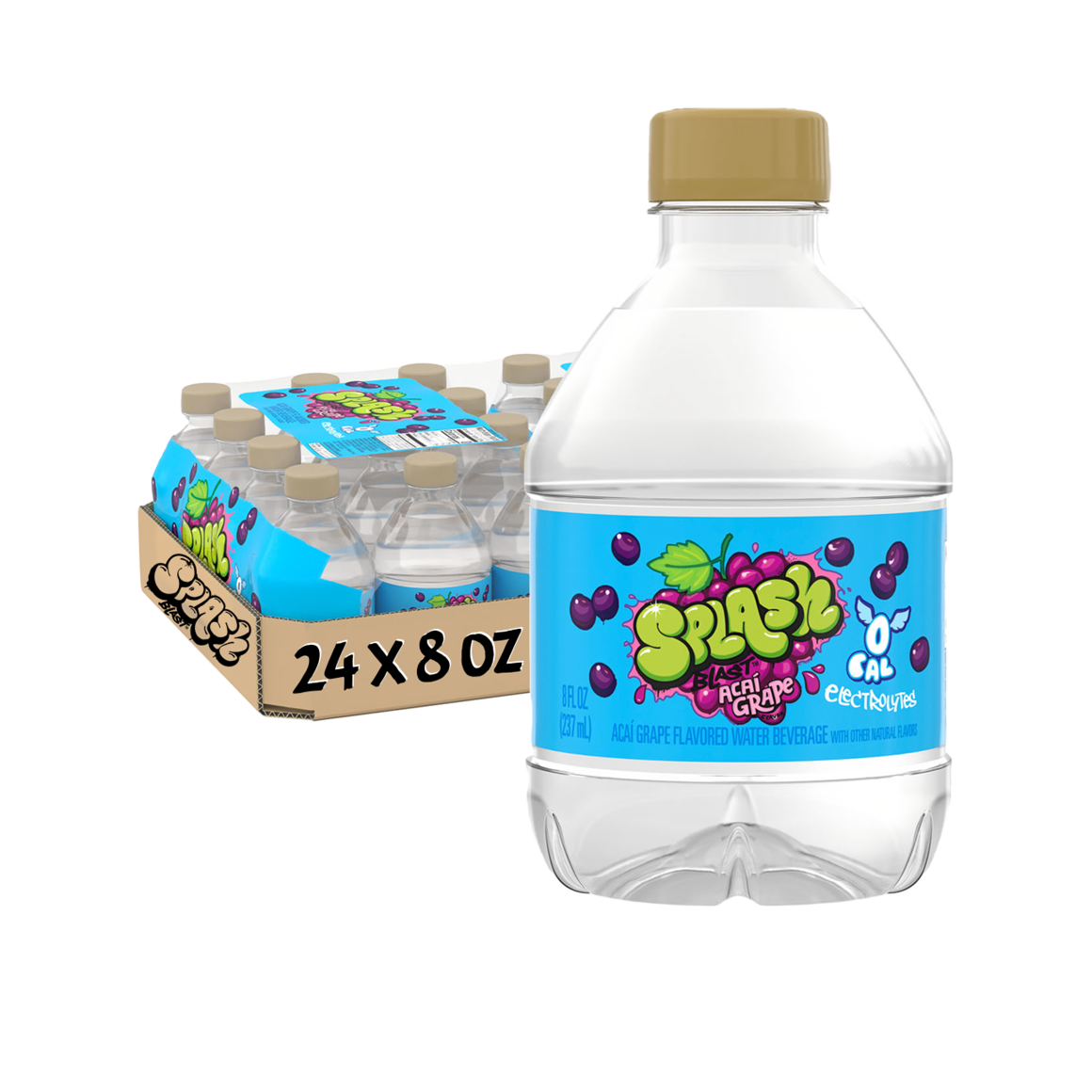 Splash Blast™ Acai Grape Flavored Water Beverage 8 Fl Oz Plastic Bottles (24 Pack)