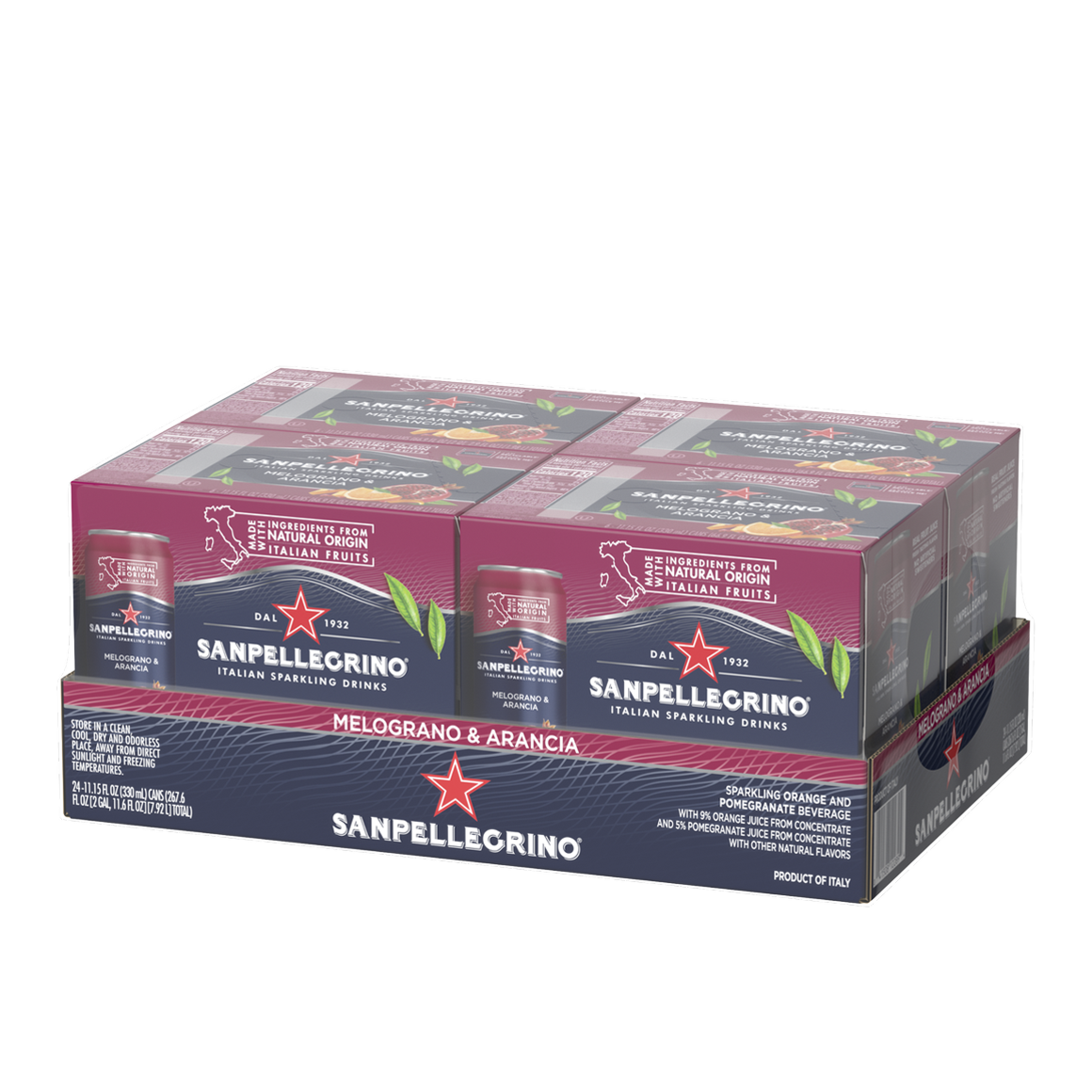 Sanpellegrino® Italian Sparkling Drinks - Melograno & Arancia/Orange & Pomegranate 24x330ML
