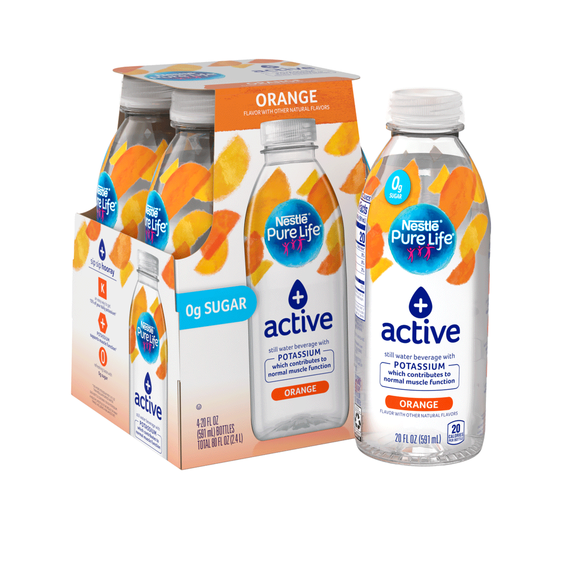 Nestlé®Pure Life®+ Active Enhanced Flavored Water - Orange plus Potassium