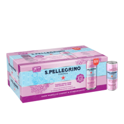 11 ounce can - s.pellegrino essenza dark cherry morello & pomegranate sparkling natural mineral water - slim cans