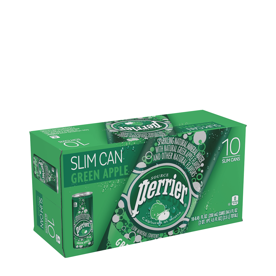 Perrier® Green Apple Flavored Carbonated Mineral Water - Slim Cans Image1