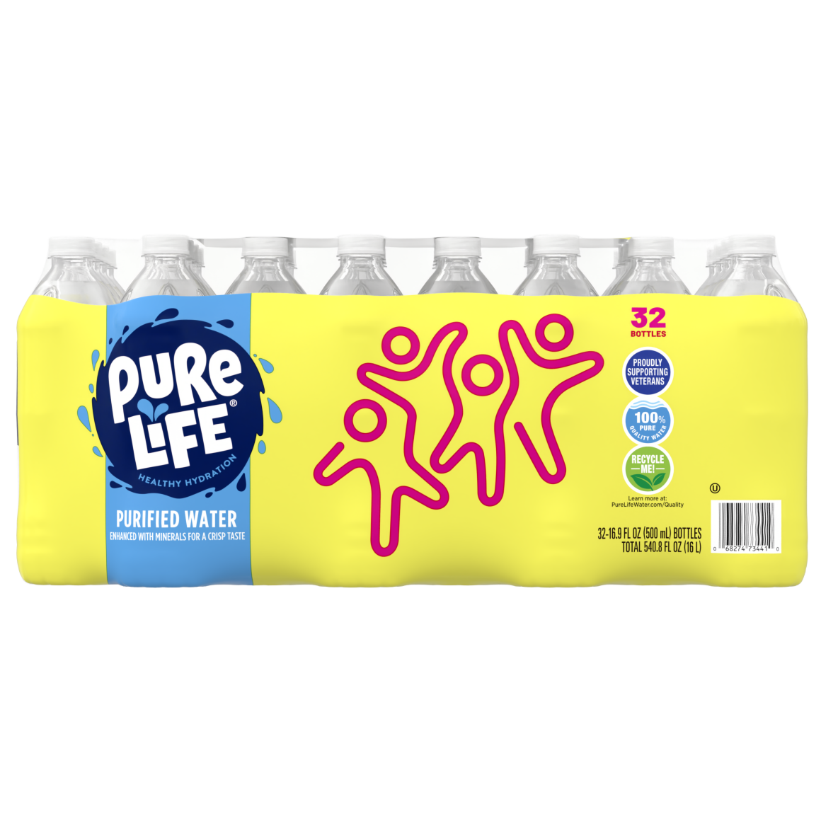 Pure Life Purified Water, 16.9 Fl Oz, Plastic Bottled Water (32 Pack) Image1